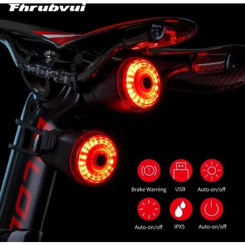 Bicycle Intelligent Brake Tail Lamp Warning Lamp Mountain Bike Road Vehicle Intelligent Brake Lamp Bike Light Tail Light Bicycle