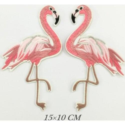 Flamingo Birds Embroidered Patches Large Size for Clothes Ironing Sew Appliques for Jackets Bags Shoes Sticker Badges