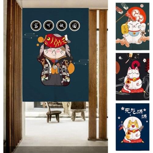 Japanese Lucky Cat Door Curtain Household Partition Half Curtain Kitchen Bathroom Bedroom Blocking Dust-proof Door Curtains
