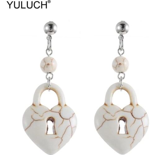 YULUCH 2019 Pop Pompom Pom Jewelry Accessories Ethnic Summer African Beach Red Yellow Stone Long Fashion Stud Earrings For Women