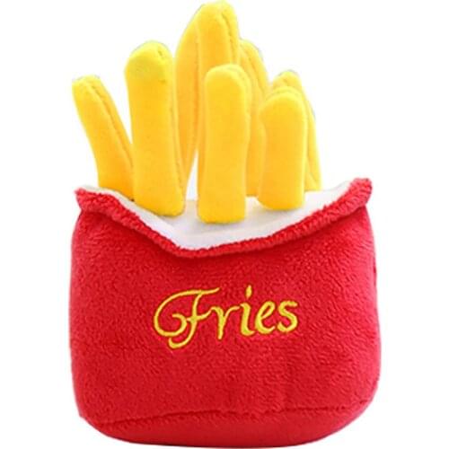 1pcs Dog Squeaky Toy Funny Hamburger French Fries Dog Toys Multicolor For Aggressive Chewers Training Toy Cosas Para Perros