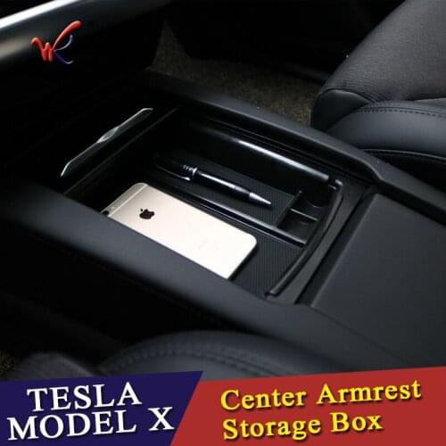1pcs Interior Armrest Box Container Storage Organizer For Tesla Model X model s 2016 2017 2018