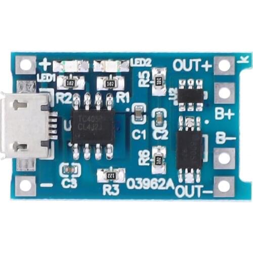 10Pcs 5V 1A Lithium Battery Charging Board Charger Module Micro USB 18650 LiPo Battery Charge Protection Board Dual Functions