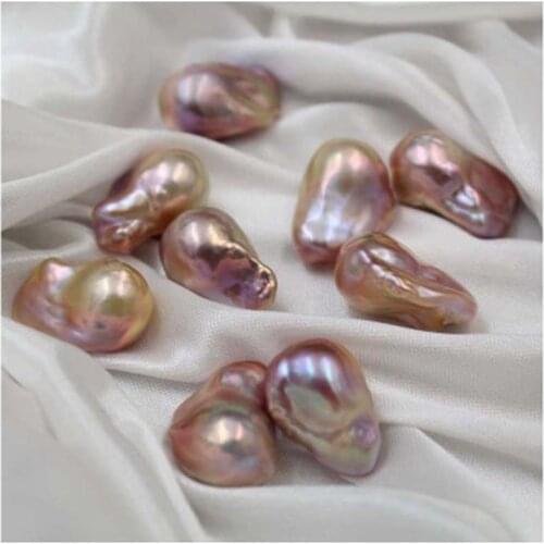 17-24MM 2Pcs 100% Natural Purple Baroque ( No Hole ) Freshwater Pearl Beads Charms Jewelry Loose Bead
