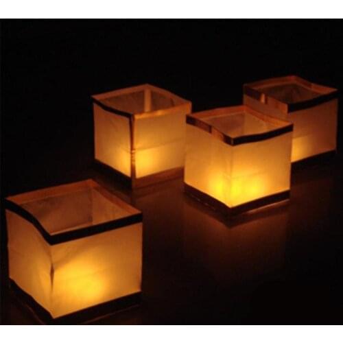 20pcs Unsinkable Floating Water Square Lantern Paper Wishing Lanterns Floating Candle Chinese Water Lamp Party Wedding Decor