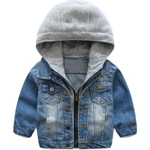 2020 Autumn Kids Denim Jacket For Boys Jean Coat Fashion Casual Children Hooded Outerwear Coats For Toddler Girl Clothing Jacket
