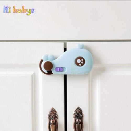 3pcs Baby Doors Drawers Wardrobe Safety Locks Cartoon Whale Toddler Child Cabinet Lock Baby Security Refrigerator Window Closet