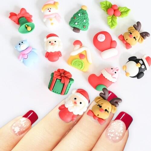 5Pcs Cartoon 3D Christmas Nail Charm Assortment /Christmas tree,Snowman Acrylic Holiday New Year Nail Art Decorations Nail Acces