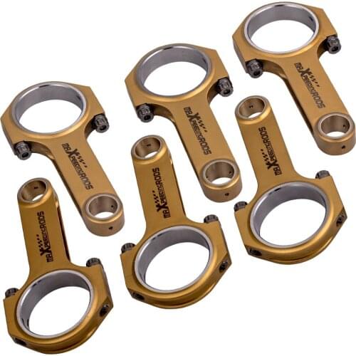 6PCS Titanizing Connecting Rod Rods For Porsche 993 996 GT2 Turbo Pistons Conrods Con Rod 127mm Genuine 3/8" ARP 2000 bolts