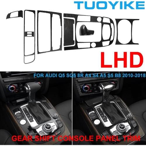 8pcs/set LHD Real Carbon Fiber Gear Shift Dashboard Console Navigation Panel Cover Trim For Audi Q5 SQ5 A4 S4 A5 S5 B8 2010-18
