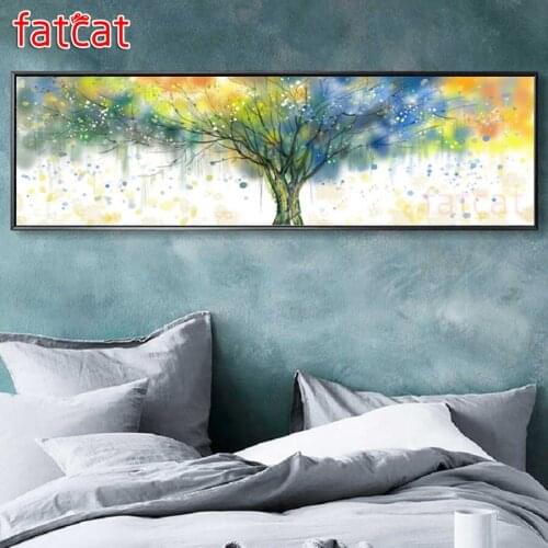 FATCAT Abstract watercolor good luck tree large Diy Daimond Painting Full Square Round Drill Rhinestone Embroidery Sale AE1928