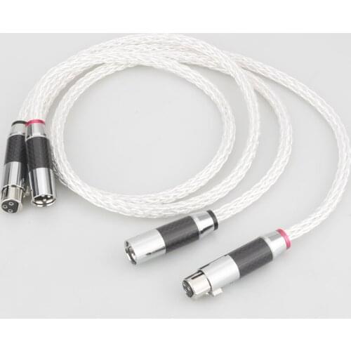 Audiocrast 8AG OCC Silver Plated Balanced Audio Cable With Black Carbon Fiber Male Female Plug HIFI Interconnect Cable Audiophil