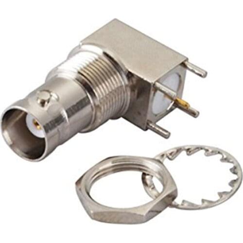 BNC Female Bulkhead Right Angle PCB Mount RF Connector BNC Thru Hole Jack RF Coaxial RF Connector Adapter