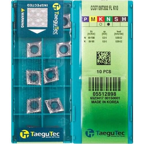 CCGT09T302-FL K10 100% Original TAEGUTEC carbide insert with the best quality 10pcs/lot free shipping
