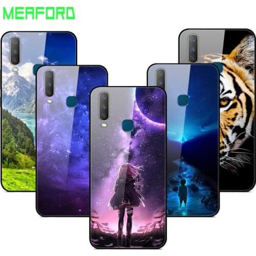 For VIVO Y17 2019 Case Tempered Glass Planet Space Cover Glass Back Case for Vivo Y17 Y 17 VivoY17 1902 Capa For Vivo Y3 Y12 Y15