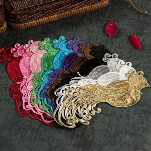1pc 12colors bird Floral Lace Fabric Sewing Trim Wedding Dress Applique 7.6X 19cm BD0033