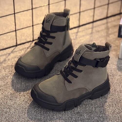 Kids Winter Shoes For Boys Plush Warm Children Boots Sneakers Fashion Genuine Leather Boys Boots Outdoor Student Snow Shoes