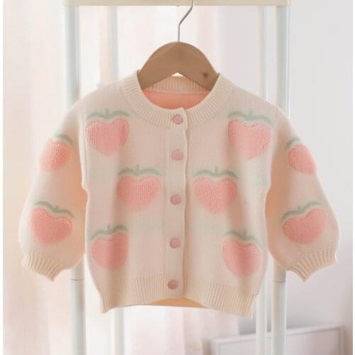 Infant Baby Girl Cute Little Knitted Jumper Jacket Coat Girls Fall Spring Clothes For Newborns Love Pattern Knit Outerwear