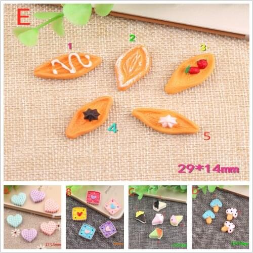 DIY Jewelry Findings Colorful Resin Cabochons 10pcs Kawaii Heart Sqaure Ice Cream Bread Cake Mushroom Chocolate Patch Sticker