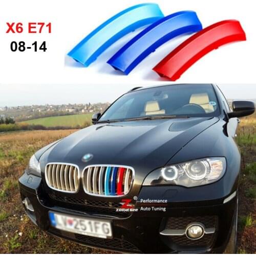 For 2008-2014 BMW X6 X6M E71 E72 Accessories 3D M Styling Car Front Grille Trim Strips Sport Cover Decoration Stickers