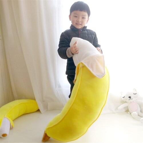 Fancytrader Soft Giant Yellow Banana Plush Pillow Stuffed Realistic Fruit Toy Cushion Gift for Children Sofa Decoration 100cm