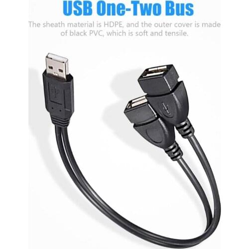 30cm USB2.0 Male to Dual USB Female USB Charging Power Cable PVC Y Type Splitter Date Transfer Extension Cord Wire Lines