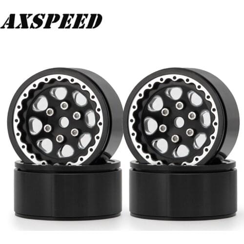 AXSPEED 1.9" Beadlock Wheels Rims Aluminum Alloy Wheels Hubs for 1/10 RC Crawler Axial SCX10 RC Climbing Car Parts