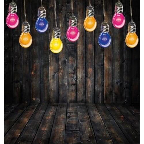 Colorful Bulbs Photography Backdrops Black Wood Floor Newborn Photo Background Seamless Backgrounds for Photo Studio fotografia