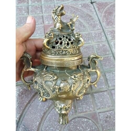 Vintage Copper incense burner And Foo Dog Lucky Beast incense burner rare
