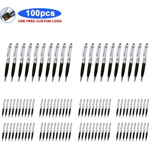 100pcs/lot 64GB 32GB metal Ballpoint pen usb flash drive 16GB 8GB 4GB flash drive portable 128GB Pendrive Storage flash disk