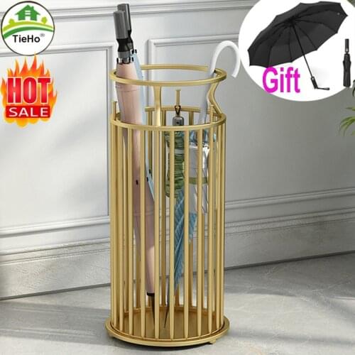Metal Umbrella Stand Holder Bumbershoot Rack Organizer For Office Home Hotel Hallway Entryway Porch Rose Golden