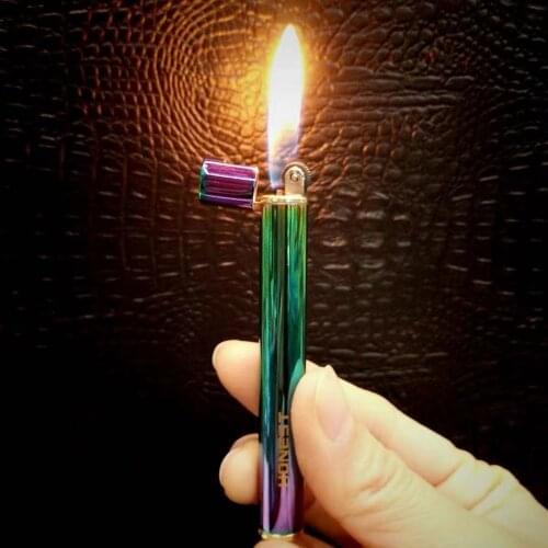 High-grade mini metal gasline inflatable cigarette lighter women slim smoke type creative grinding wheel slender lighter