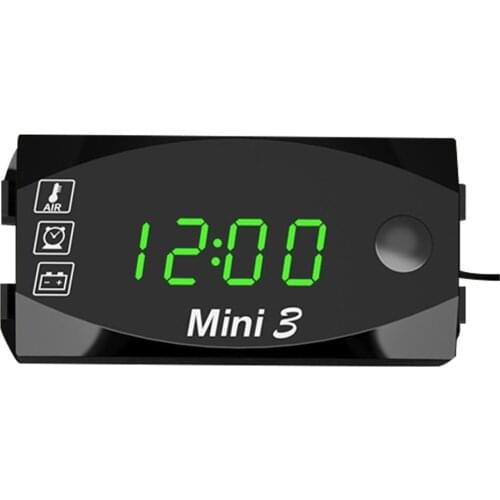 Motorcycle DC6V-30V 3 In 1 Digital Time Clock Thermometer Voltage voltmeter Battery Moniter Gauge for Car Boat Marine