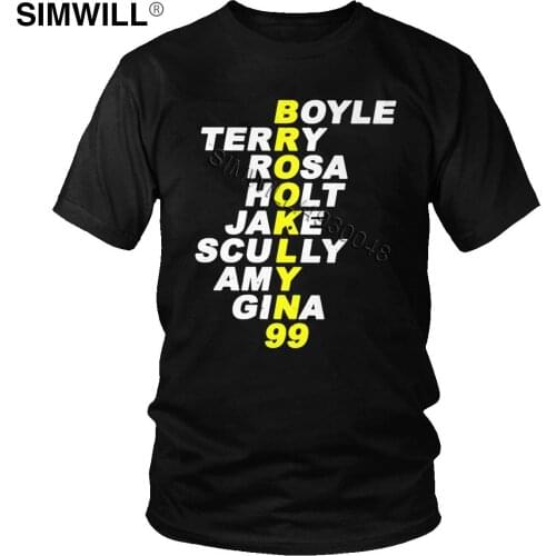 Male Brooklyn Nine Nine Tshirts Fashion 99 Jake Peralta Terry Royle Holt T-Shirt Short Sleeves Cotton Printed Tee Fans Apparel