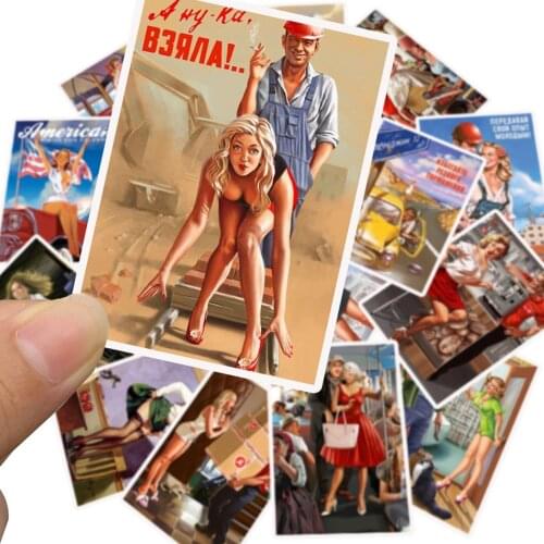 25Pcs Mixed World War II Sexy Pin Up Girl Poster Stickers Waterproof PVC Luggage Guitar Car Laptop Motorcycle Decal Vsco Sticker
