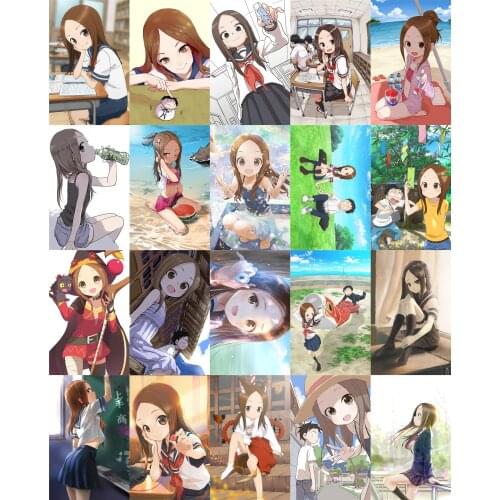 20pcs one Set Teasing Master Takagi-san Anime Manga Card Paster IC Card Stickers A054