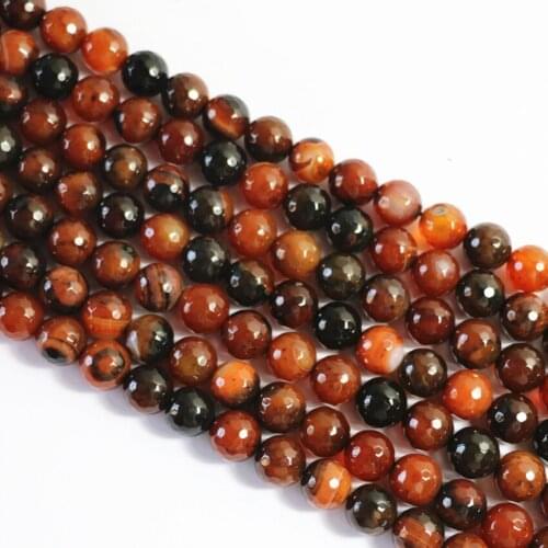 Natural crazy agat onyx carnelian faceted round beads brown semi-precious stone loose beads elegant jewelry making 15inch A23
