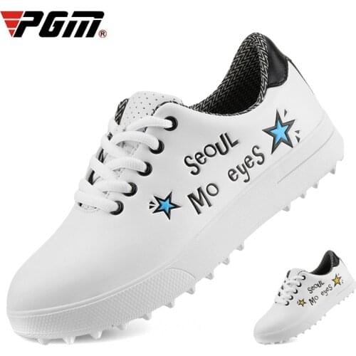 Pgm Chidlren Fashion White Golf Shoes Waterproof Girls Boys Golf Shoes Soft Sole Anti-slip Sports Golf Sneakers D0757