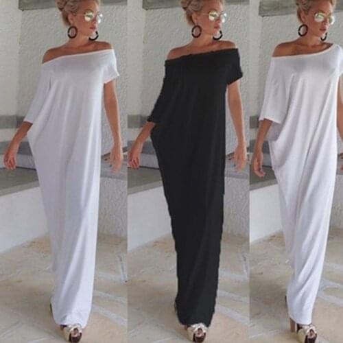 Short Sleeve Loose Plain Maxi Dresses White Vintage Long Sleeve Loose Irregular Boho Beach Summer Spring Clothing
