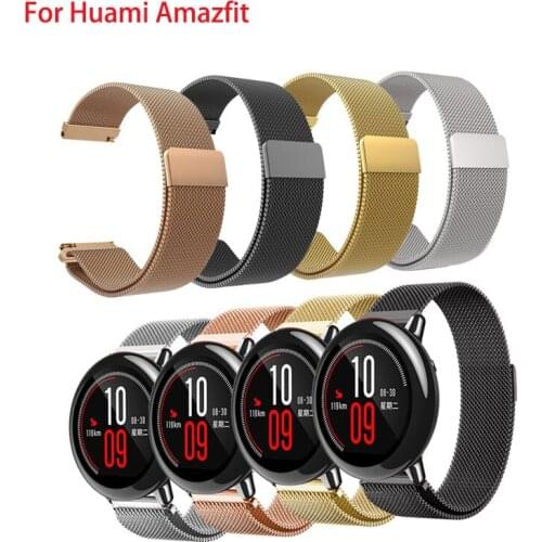Magnetic Milanese 18MM Watchband For Xiaomi Huami amazfit Smart Belt Stainless Steel Metal Strap for Huami amazfit Watch Band