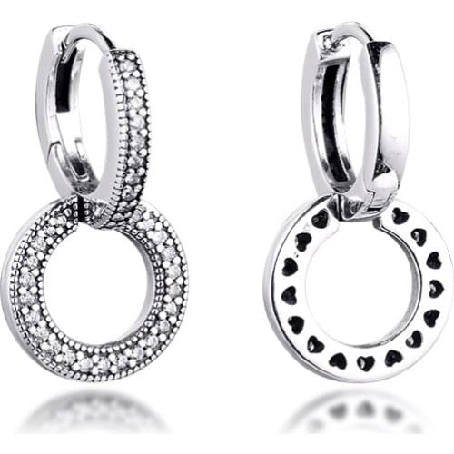 Sparkling Double Hoop Earrings for Women Crystal Rose Golden Jewelry 2019 Autumn New Round Women Earrings Rose Golden Earrings