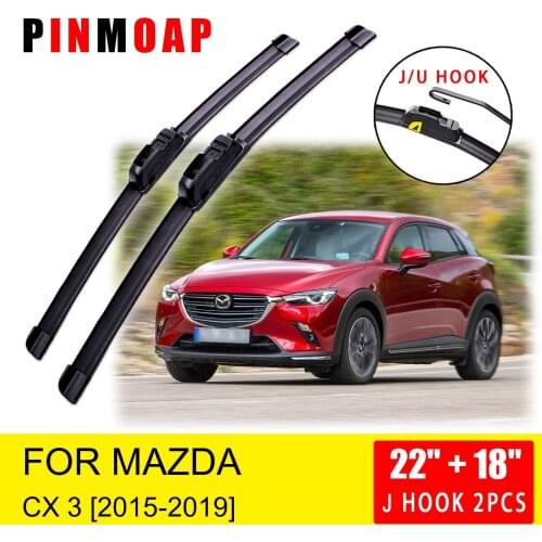 For Mazda CX3 DK 2015 2016 2017 2018 2019 Front Wiper Blades Brushes Cutter U J Hook