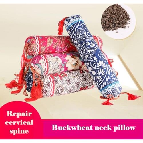 Cervical Pillow Candy Round Neck Pillow Repair Cervical Spine Cotton Old Coarse Cloth Buckwheat Pillow Home Textile Products