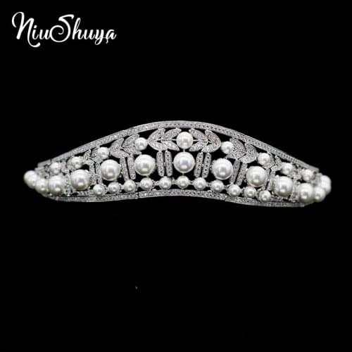 NiuShuya Elegance AAA Zircon Wave Shape Tiaras Crowns Diadem Brides Princess Pageant Engagement Headbands Wedding Accessories