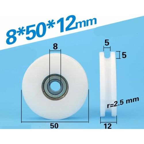 [U0850-12] 10PCS 608zz bearing coated with NYLON POM inner diameter 8mm sliding door window U/V groove bearing roller