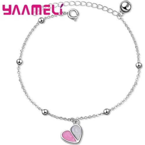 Sweet Heart Pendant Hand Chain Korean Version Fashion Show 925 Sterling Silver Friendship Bracelets Bangles Whoelsale