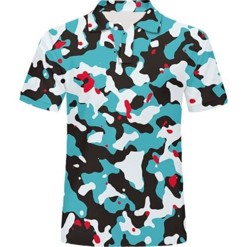 IFPD Women Summer Fashion Camouflage Print Short-sleeved Polo Shirts Camoe Men Fun Hip Hop Casual Oversize Tees Sportwear 6XL