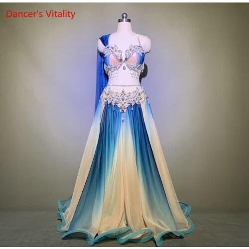 Belly Dance Female High-End Elegant Bra Performance Clothing Suit Child Profession Custom Adult Child Sexy Big Swing Skirt Set