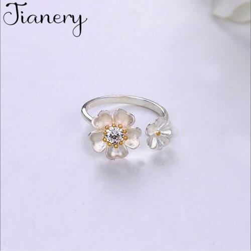 JIANERY Personality Exaggerated Double Flower Rings For Women Engagement Jewelry Girls Open Finger Rings