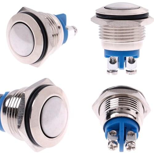 1Pc 16mm Waterproof Momentary Metal Push Button Switch Round Switches Brass Press Button Self-Reset